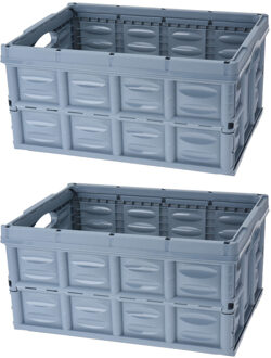 3x Vouwkratten/inklapbare boodschappenkratten blauw 53 x 40 x 26 cm