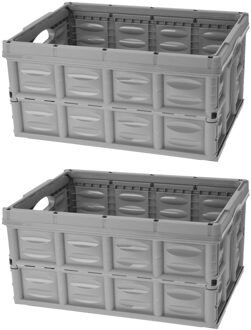 3x Vouwkratten/inklapbare boodschappenkratten grijs 53 x 40 x 26 cm