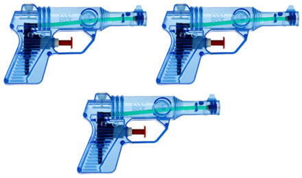 3x Waterpistool/waterpistolen blauw 13 cm - Waterpistolen