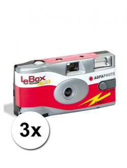 3x Wegwerp AgfaPhoto LeBox 400 camera met flitser