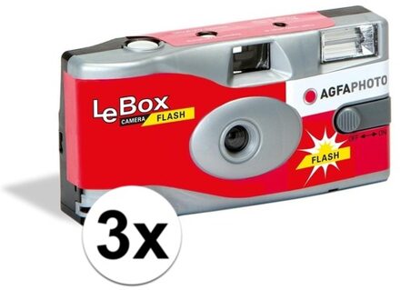 3x Wegwerp camera/fototoestel met flits voor 27 kleuren fotos - Wegwerpcameras