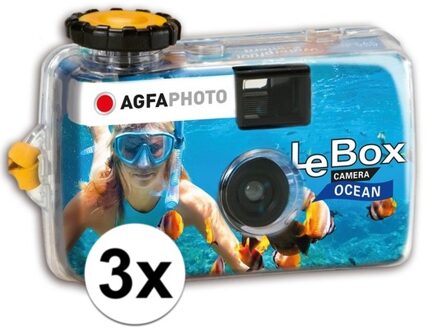 3x Wegwerp onderwatercameras/fototoestelen met flits voor 27 kleuren fotos - Wegwerpcameras