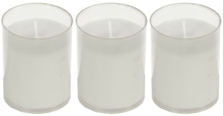 3x Witte kaars navulling voor kaarsenhouder 5 x 6,5 cm 24 branduren - Stompkaarsen