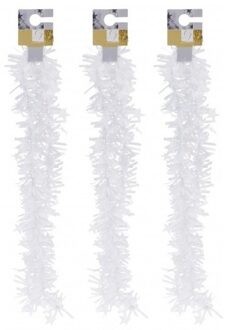3x Witte kerstversiering folieslingers met sterretjes 180 cm
