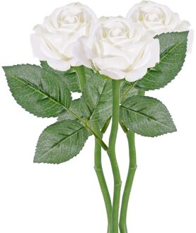 3x Witte rozen/roos kunstbloemen 27 cm