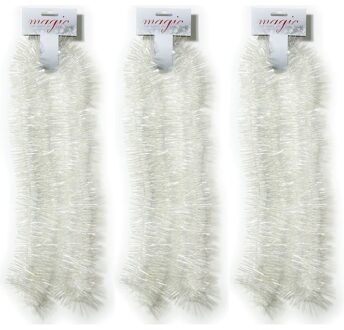 3x Witte spiralen met sterren 7,5 x 200cm kerstboom versieringen