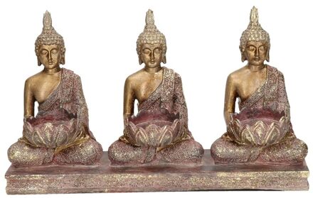 3x Woondecoratie boeddha beeld kaarshouder 17 cm