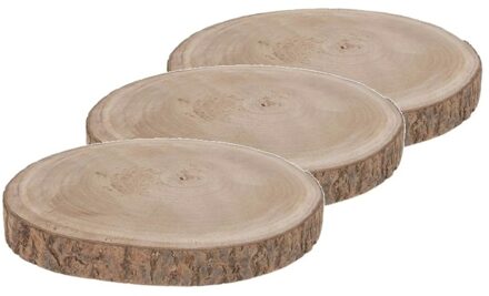 3x Woondecoratie Paulownia houten boomschijf 30 x 3 cm - Woondecoratie/woonaccessoires - boomschijven