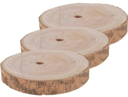 3x Woondecoratie ronde boomschijven 20 cm van Paulowna hout - Woonaccessoires boomschijf rond