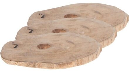 3x Woondecoratie teak houten boomschijf 23 x 2 cm - Woondecoratie/woonaccessoires - Boomschijven