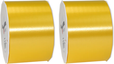 3x XL hobby/decoratie gele kunststof sierlinten 9 cm/90 mm x 91 meter