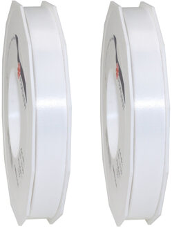 3x XL hobby/decoratie witte kunststof sierlinten 1,5 cm/15 mm x 91 meter