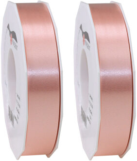 3x XL hobby/decoratie zalmroze kunststof sierlinten 2,5 cm/25 mm x 91 meter