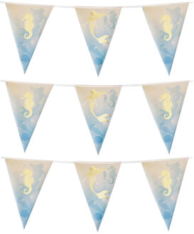 3x zeemeermin/mermaid/oceaan themafeest folie vlaggenlijnen - 400 cm