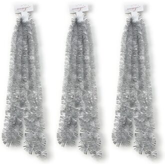 3x Zilveren kerstslingers 5 x 270 cm kerstboom versieringen