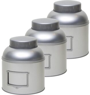 3x Zilveren ronde opbergblikken/bewaarblikken met etikethouder 24 cm - Action products