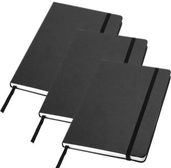 3x Zwart luxe schriften gelinieerd A5 formaat - Notitieboeken - Kantoor schriften