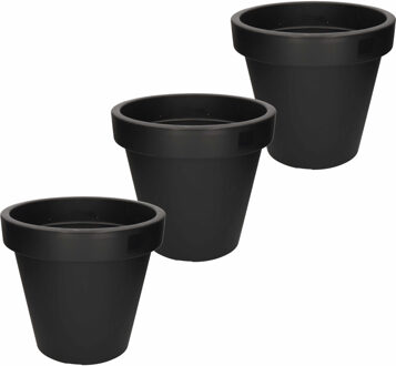 3x Zwarte plantenpot 35 cm - Plantenpotten