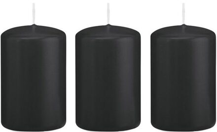 3x Zwarte woondecoratie kaarsen 5 x 8 cm 18 branduren