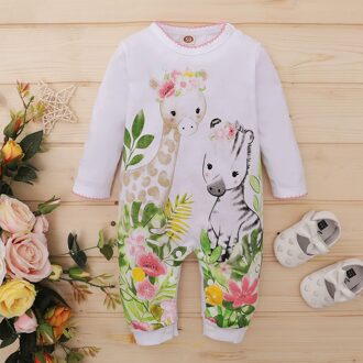 4 # 0-18months 3d Mooie Afdrukken Baby Baby Jongens Meisjes Lange Mouwen Cartoon Bloemen Elanden Print Romper Jumpsuit Baby Rompertjes koreaanse 12m