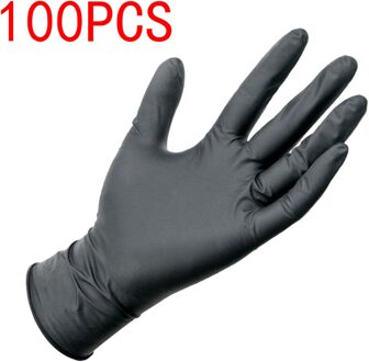 4 #100Pcs Nitril Handschoenen Zwart Food Grade Wegwerp Handschoenen Allergie Wegwerp Werk Handschoenen Nitril Monteur Synthetische