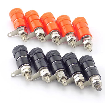 4 10pcs 4mm Banana Plugs Socket Connector Nickel Plated Binding Post Nut Banana Plug Jack Connector Red Black DIY Connectors