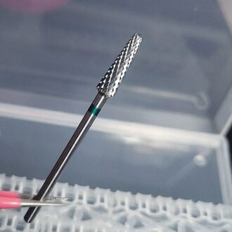 4*14Mm Cone Carbide Nail Drill Bit 3/32 "Frezen Cutter Voor Manicure Rotary Burr Nail Bits Elektrische boor Accessoires Tool L0414Green