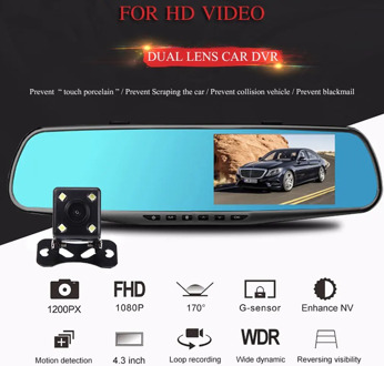 4.3 Inch Rearview Mirror Car Dvr Camera Hd 1080P Car Mirror Video Recorder with Rear View Camera Car Screen Mirror Dash Camera