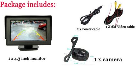 4.3 Inch Screen Tft-scherm HD Panel Kleur Auto Monitor & universele CCD Auto Achteruitrijcamera Waterdichte Backup Parking Assistance