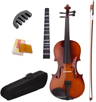 4/4 Full Size Natuurlijke Akoestische Viool Fiddle Met Case Boog Hars Mute Stickers
