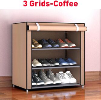 4/5/6 lagen Combinatie Schoenenkast Eenvoudige Doek Stof Opslag Schoenen Rek Vouwen stofdicht Schoen plank DIY Meubels 4 Layers 3 Grids C