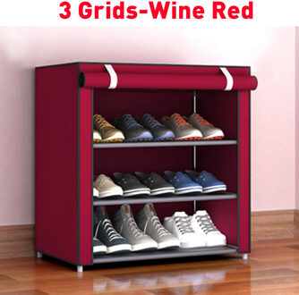 4/5/6 lagen Combinatie Schoenenkast Eenvoudige Doek Stof Opslag Schoenen Rek Vouwen stofdicht Schoen plank DIY Meubels 4 Layers 3 Grids R