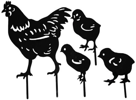 4/5Pcs Kip Yard Decor Gazon Stakes Tuinieren Ornamenten Acryl Zwart Zwart Kip Art Tuinieren Yard Decor art Creatieve 4stk
