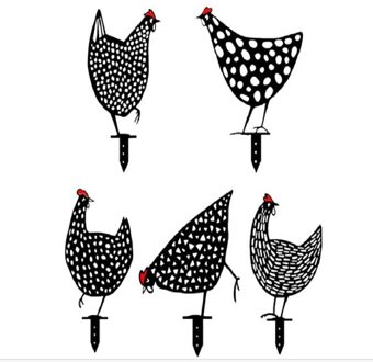 4/5Pcs Kip Yard Decor Gazon Stakes Tuinieren Ornamenten Acryl Zwart Zwart Kip Art Tuinieren Yard Decor art Creatieve 5stk