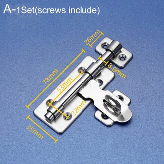 4/6/8 Inch Lange Zilveren Roestvrij Stalen Deur Bouten Klink Effen Sliding Bolt Klink Nietje Gate Veiligheidsslot Deur hardware Meubels 4 duim