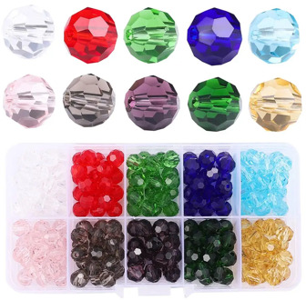 4/6/8mm Glass Rondelle Beads Czech Crystal Beads Beading Cord Clasps Box Set For DIY Earring Bracelet Necklace Jewelry Making
