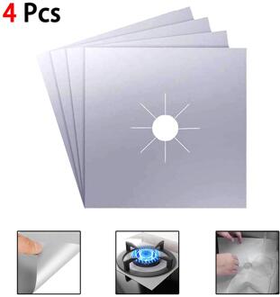 4/6/8Pc Kachel Protector Cover Liner Gasfornuis Protector Gasfornuis Kookplaat Brander Protector Keuken Accessoires mat Fornuis Cove zilver 4stk