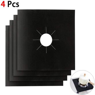 4/6/8Pc Kachel Protector Cover Liner Gasfornuis Protector Gasfornuis Kookplaat Brander Protector Keuken Accessoires mat Fornuis Cove zwart 4stk