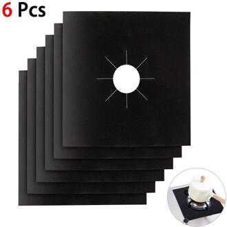 4/6/8Pc Kachel Protector Cover Liner Gasfornuis Protector Gasfornuis Kookplaat Brander Protector Keuken Accessoires mat Fornuis Cove zwart 6stk