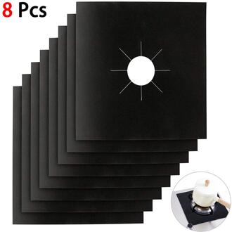 4/6/8Pc Kachel Protector Cover Liner Gasfornuis Protector Gasfornuis Kookplaat Brander Protector Keuken Accessoires mat Fornuis Cove zwart 8stk