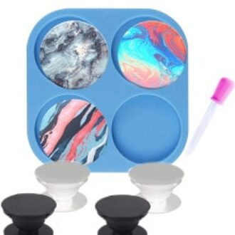 4/6 Gat Mobiele Telefoon Handvat Ronde Cirkel Vorm Siliconen Mal Voor Diy Ambachten Sieraden Badge Reel Maken roze 4 holes