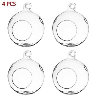 4/6Pcs Glas Kaars Houder Opknoping Theelichtje Globes Terrarium Bruiloft Kaars Kandelaar Vaas Thuis Romantische Bruiloft Bar Decor 4stk