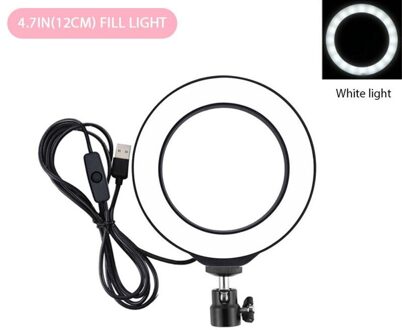 4.7Inch Led Ring Light Camera Lamp Of Statief Stand Telefoon Houder Usb Led Ring Vlogging Fotografie Video Verlichting Voor live Broadcas 01 zwart