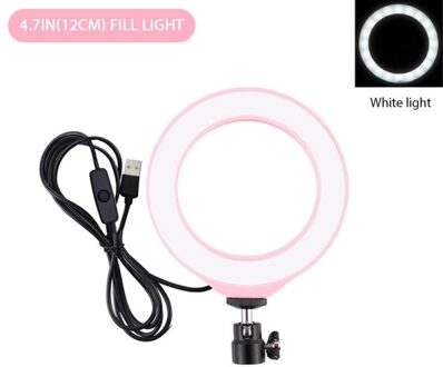 4.7Inch Led Ring Light Camera Lamp Of Statief Stand Telefoon Houder Usb Led Ring Vlogging Fotografie Video Verlichting Voor live Broadcas 02 roze
