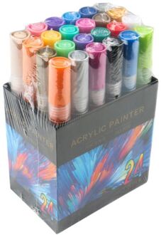 4/8/12/15/24/36 Kleuren Acryl Verf Marker Pen Gedetailleerde Markering Pen Voor Diy Album keramische Rock 24 kleur