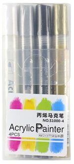4/8/12/15/24/36 Kleuren Acryl Verf Marker Pen Gedetailleerde Markering Voor Diy Album Glas keramische Rock Hout Canvas 4 kleuren