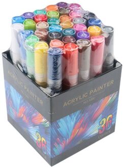 4/8/12/15/24/36 Kleuren Acryl Verf Marker Pen Gedetailleerde Markering Voor Diy Album Glas keramische Rock Hout Canvas