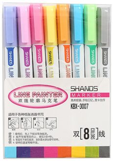 4/8/12 Kleur Pennen Tekening Dubbele Lijn Overzicht Pen Markeerstift Marker School Schilderen Kantoor Schoolbenodigdheden Marker Kleur Markering 03