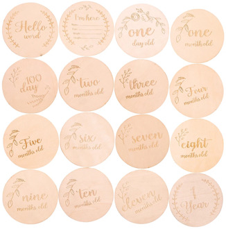 4/8/16PCS baby commemorative milestone wood chip photography props DIY props newborn gift lettering commemorative coin