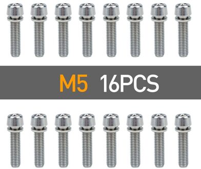4/8/16Pcs Fiets Stuurpen Schroef M5 * 20 / M6 * 20 Fiets Stuur Schroef aluminium Bout Fixed Gear Mtb Fiets Accessoires 16stk m5